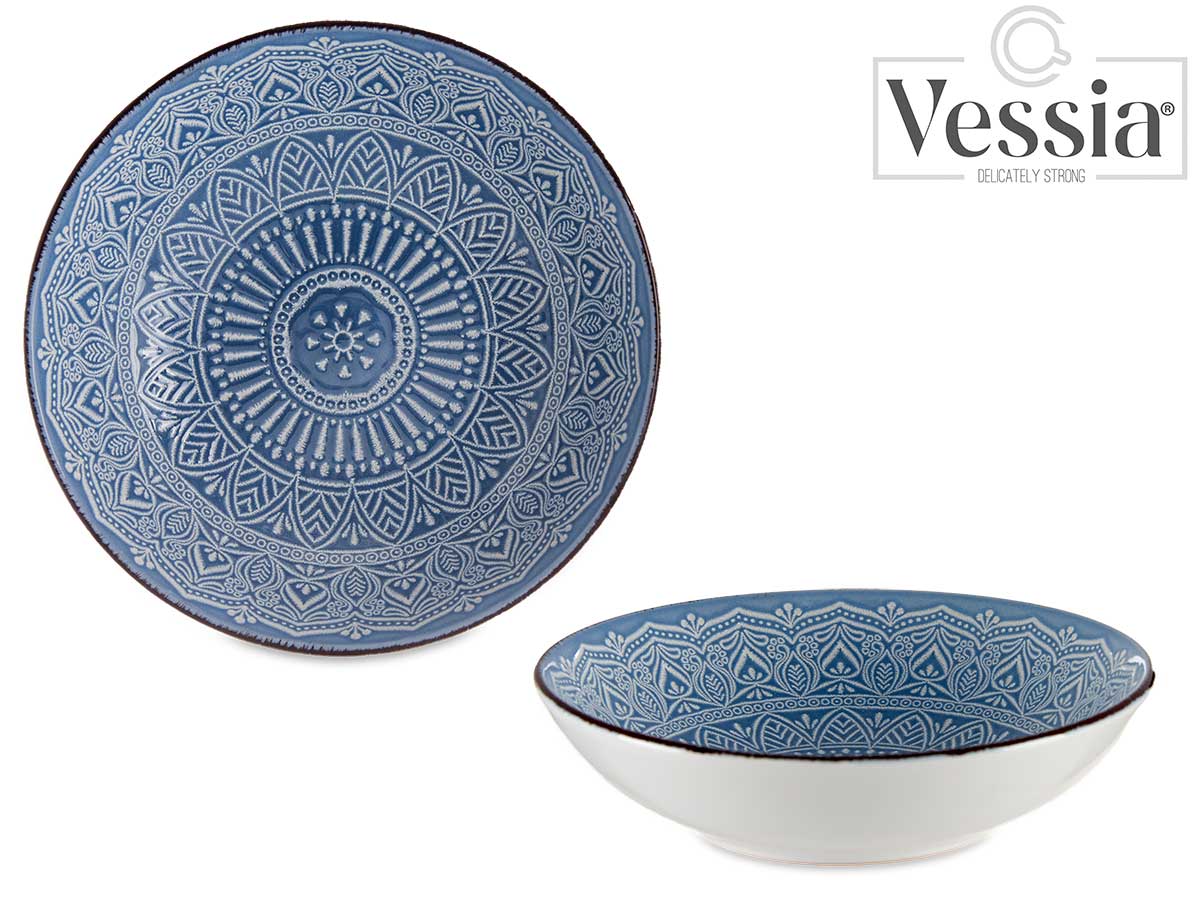 20Cm Blue Relief Soup Dish