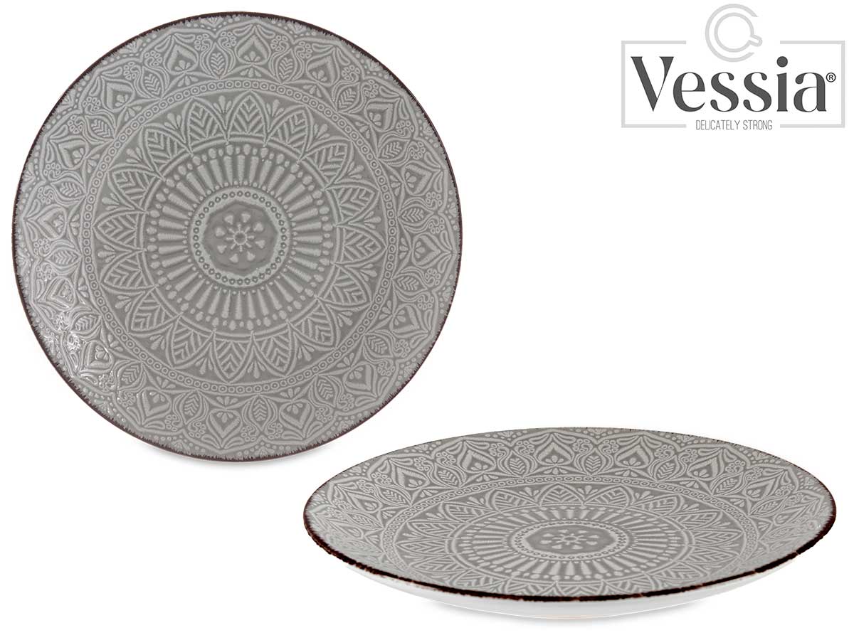 22Cm Grey Relief Dessert Plate