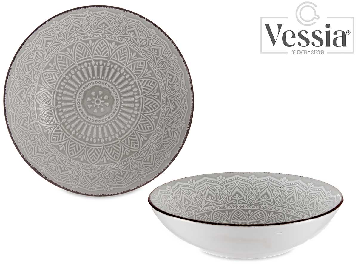 20Cm Grey Relief Soup Dish