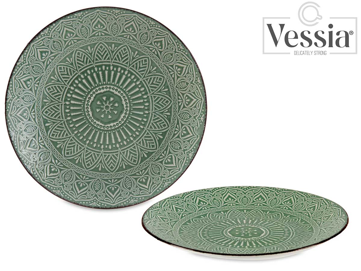 Plato Postre Relieve Verde 22Cm