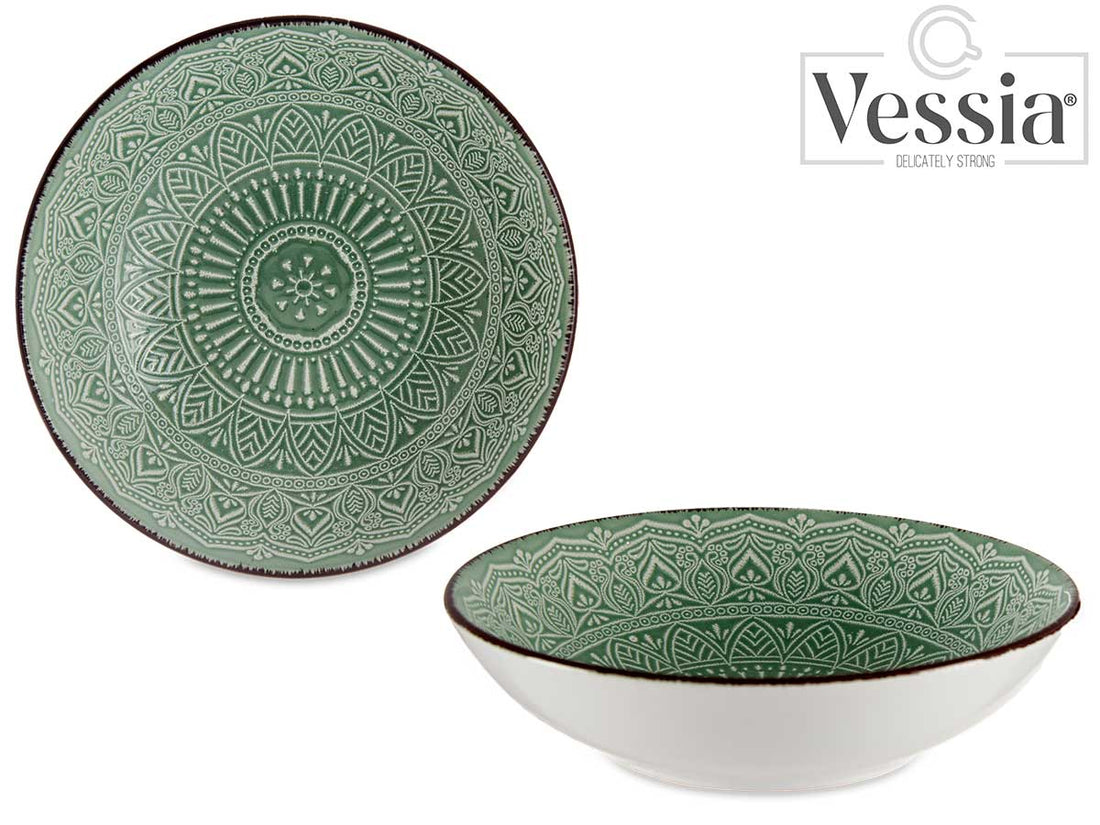 20Cm Green Relief Soup Dish