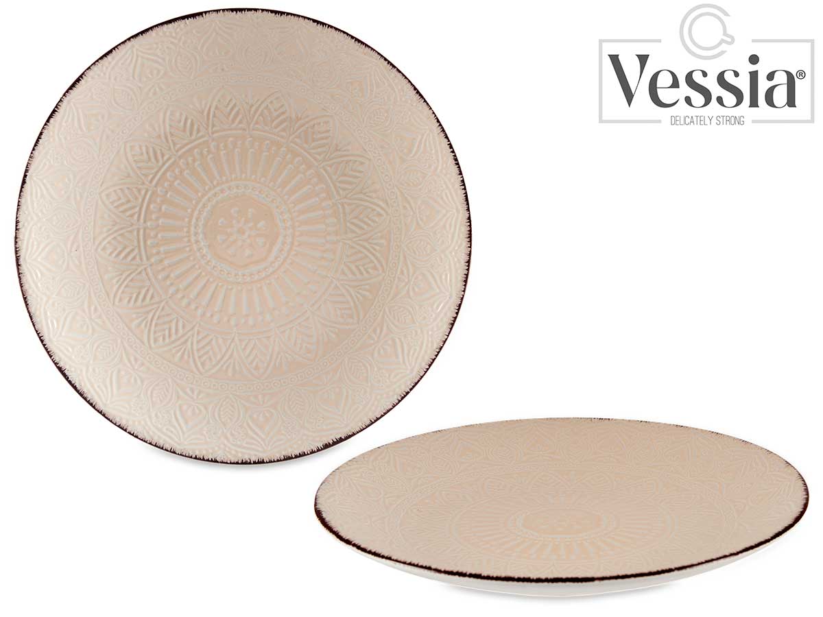 22Cm Beige Relief Dessert Plate