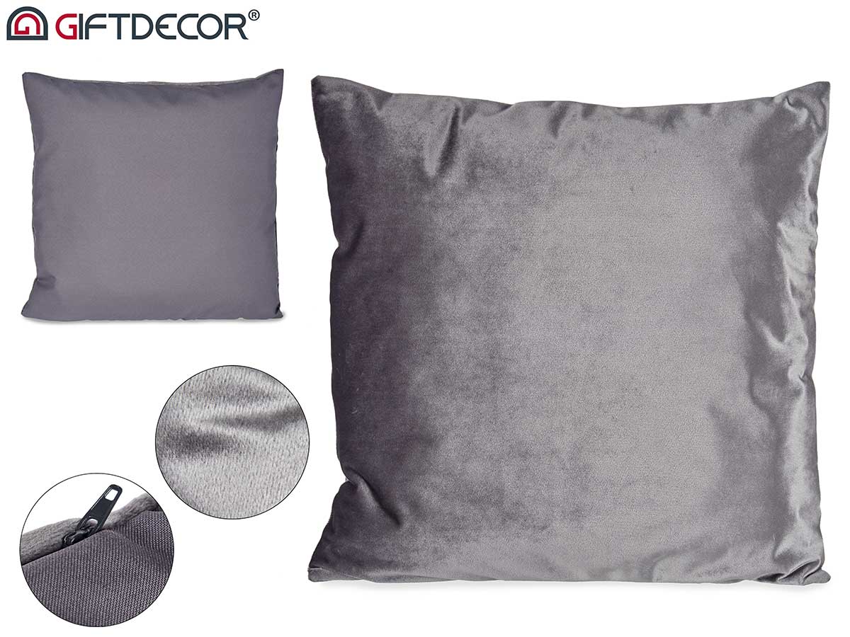 Grey Velvet Cushion 45 x 45 cm