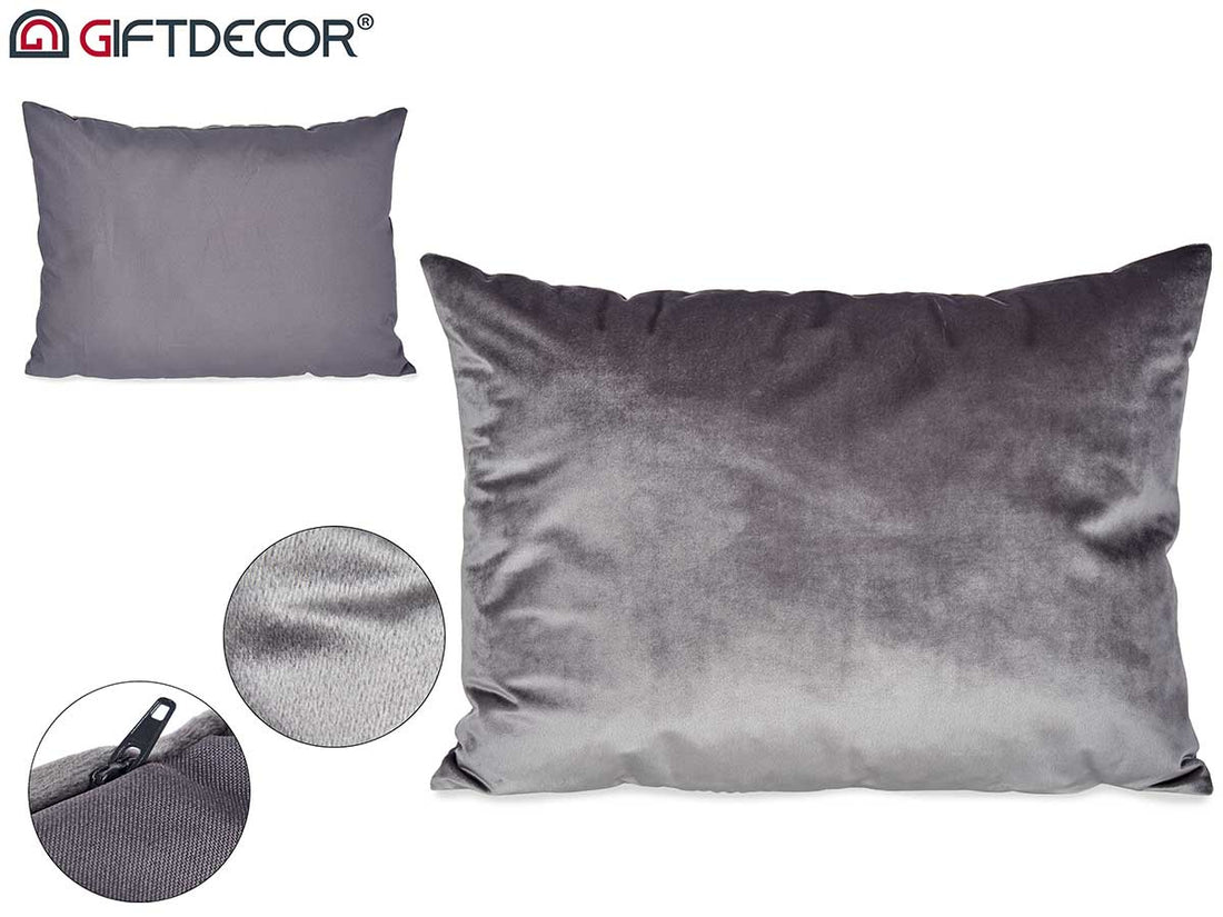 Grey Velvet Cushion 60 x 45 cm