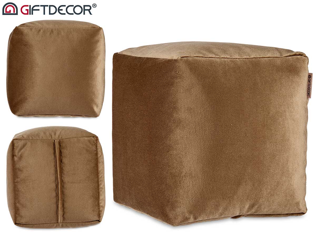 Brown Square Velvet Pouffe 30 x 30 cm