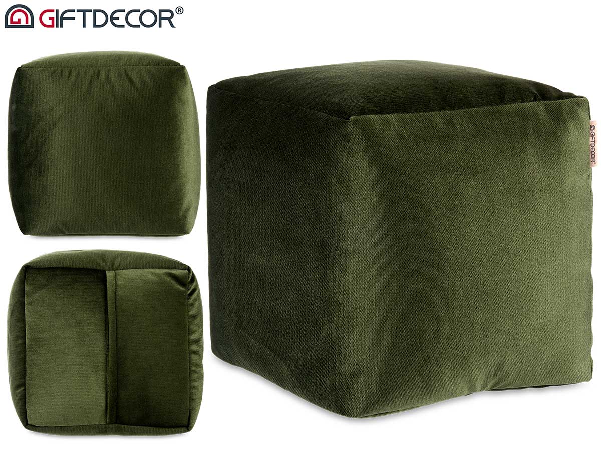 Green Round Velvet Pouffe 30 x 30 cm