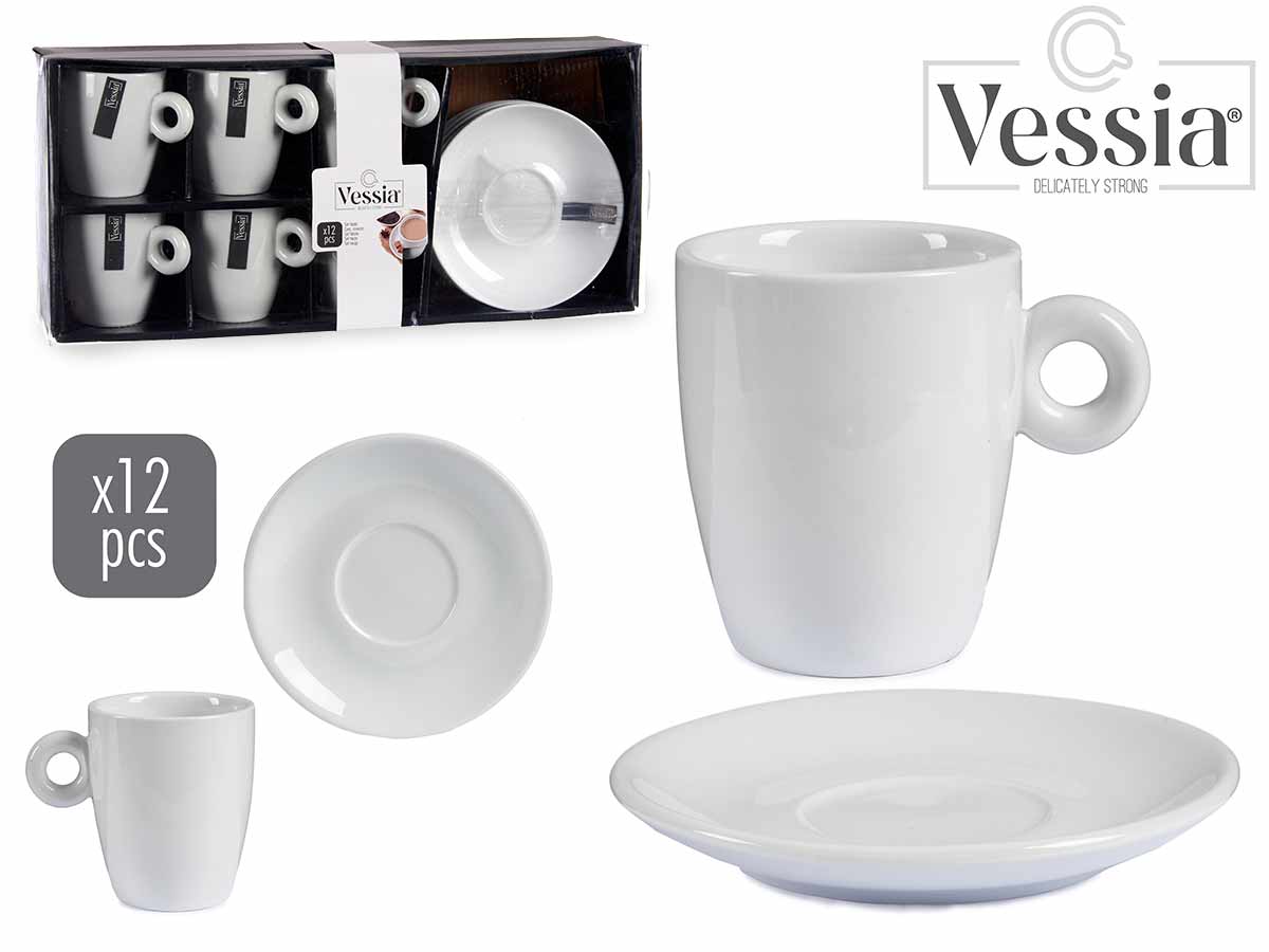 Set 6 Tazas Y Plato Blanco 220 Ml