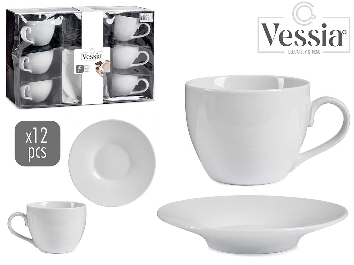 Set 6 Tazas Y Plato 420Ml Blanco