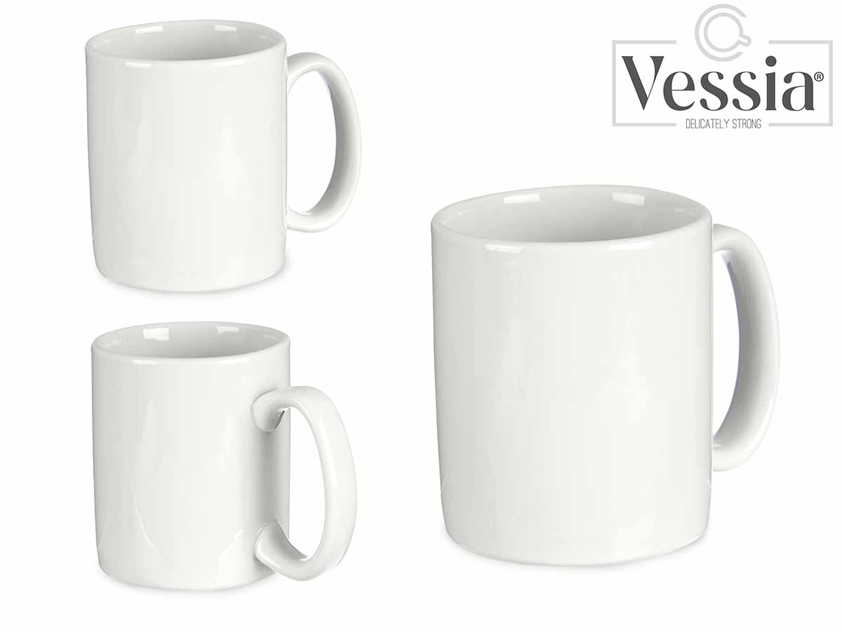 Taza Desayuno Porcelana Blanca 400Ml