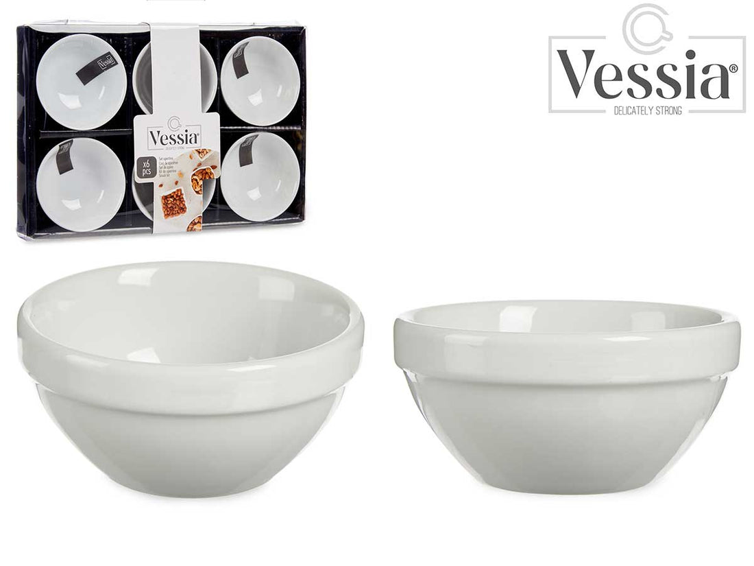 Set 6 100Ml Round White Porcelain Bowls