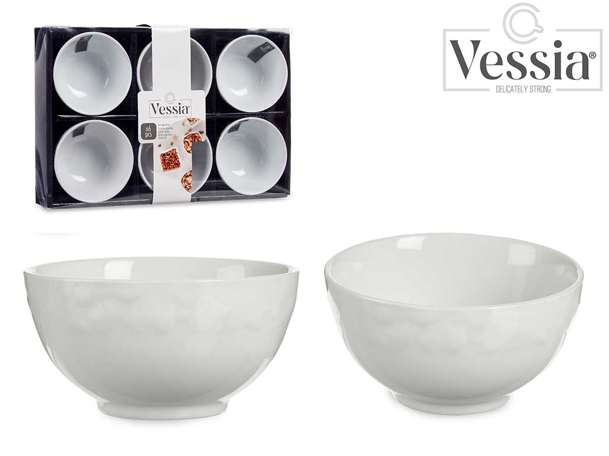 Set 6 150Ml Round White Porcelain Bowls