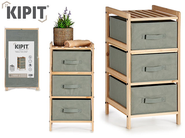 Wide Cabinet 3 Drawers Dark Gray Color