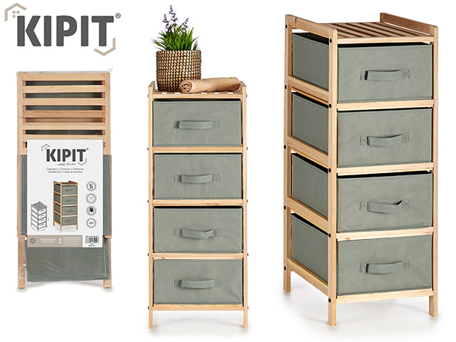 Wide Cabinet 4 Drawers Dark Gray Color