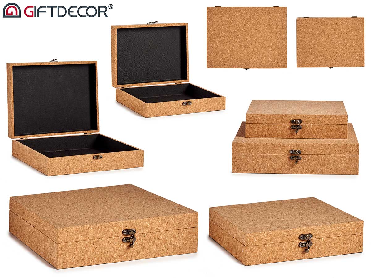 Set 2 Cajas Corcho Natural