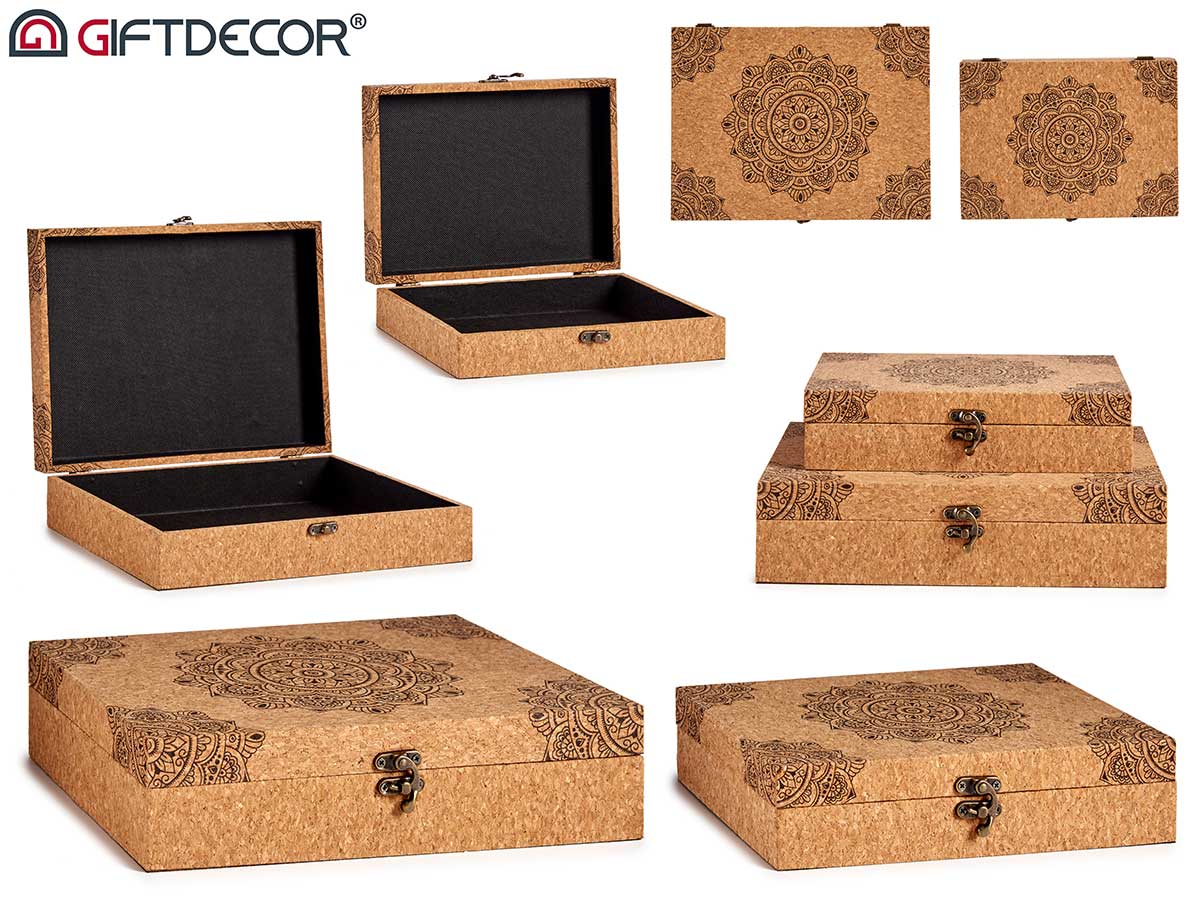 Set 2 Cork Mandala Boxes