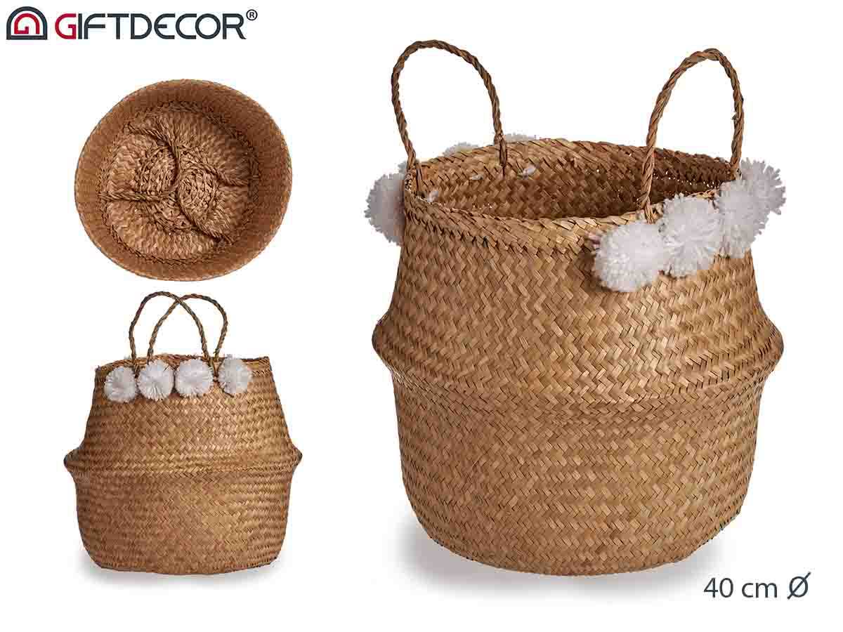 Cesta Barriga Natural Pom Pom 40 cm