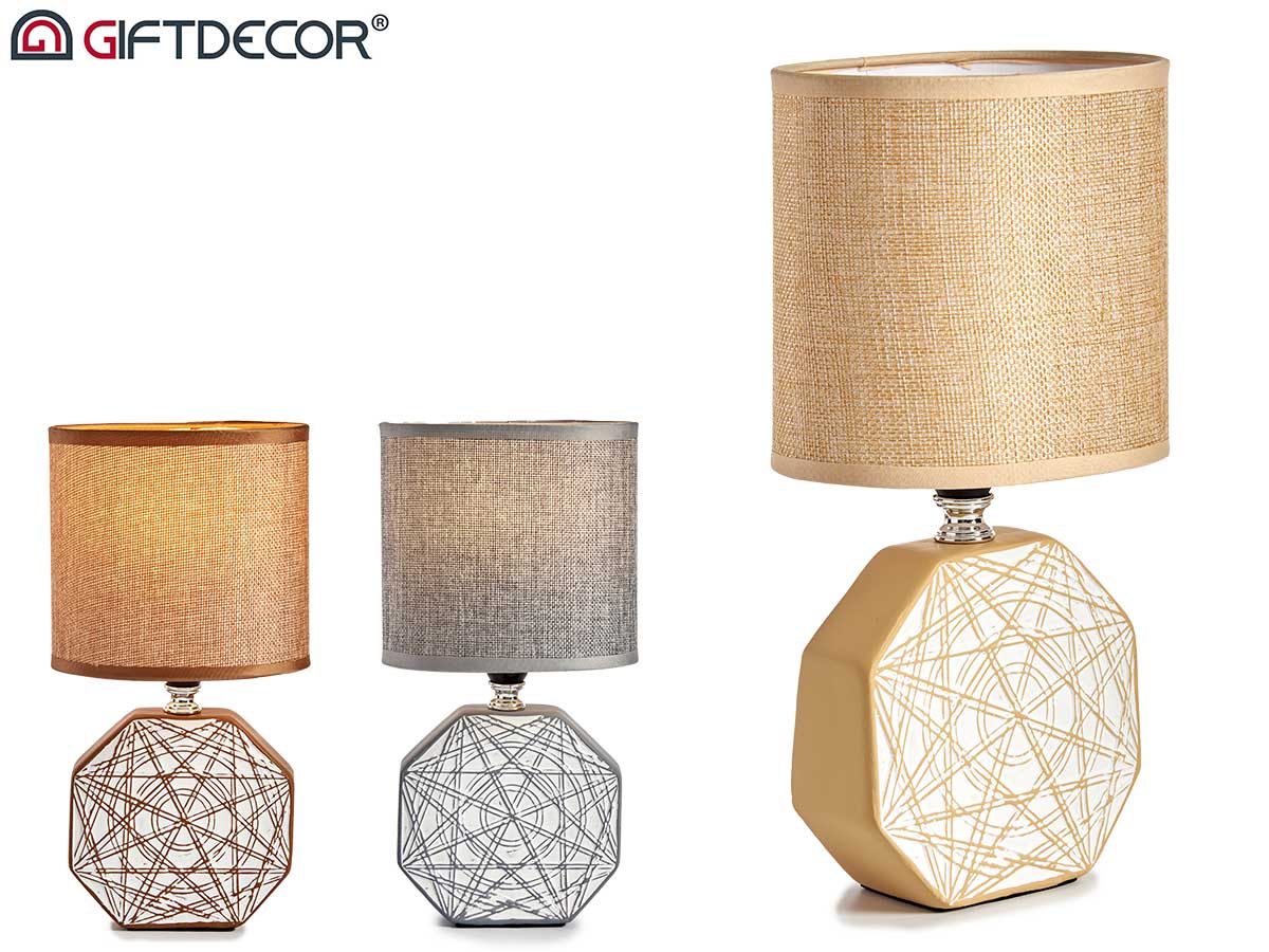 Ceramic Table Lamp Hexagonal Shape Small 3 Assorted