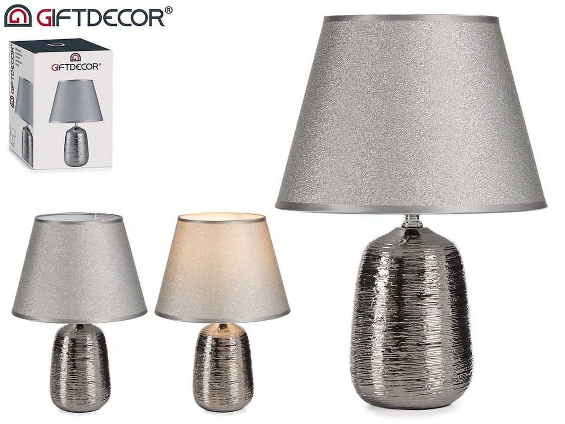 Medium Size Silver Ceramic Lamp