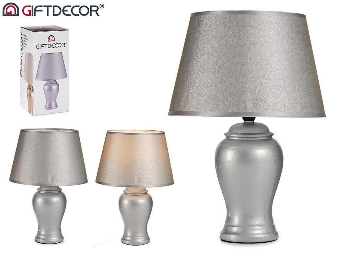 Concave Silver Ceramic Lamp