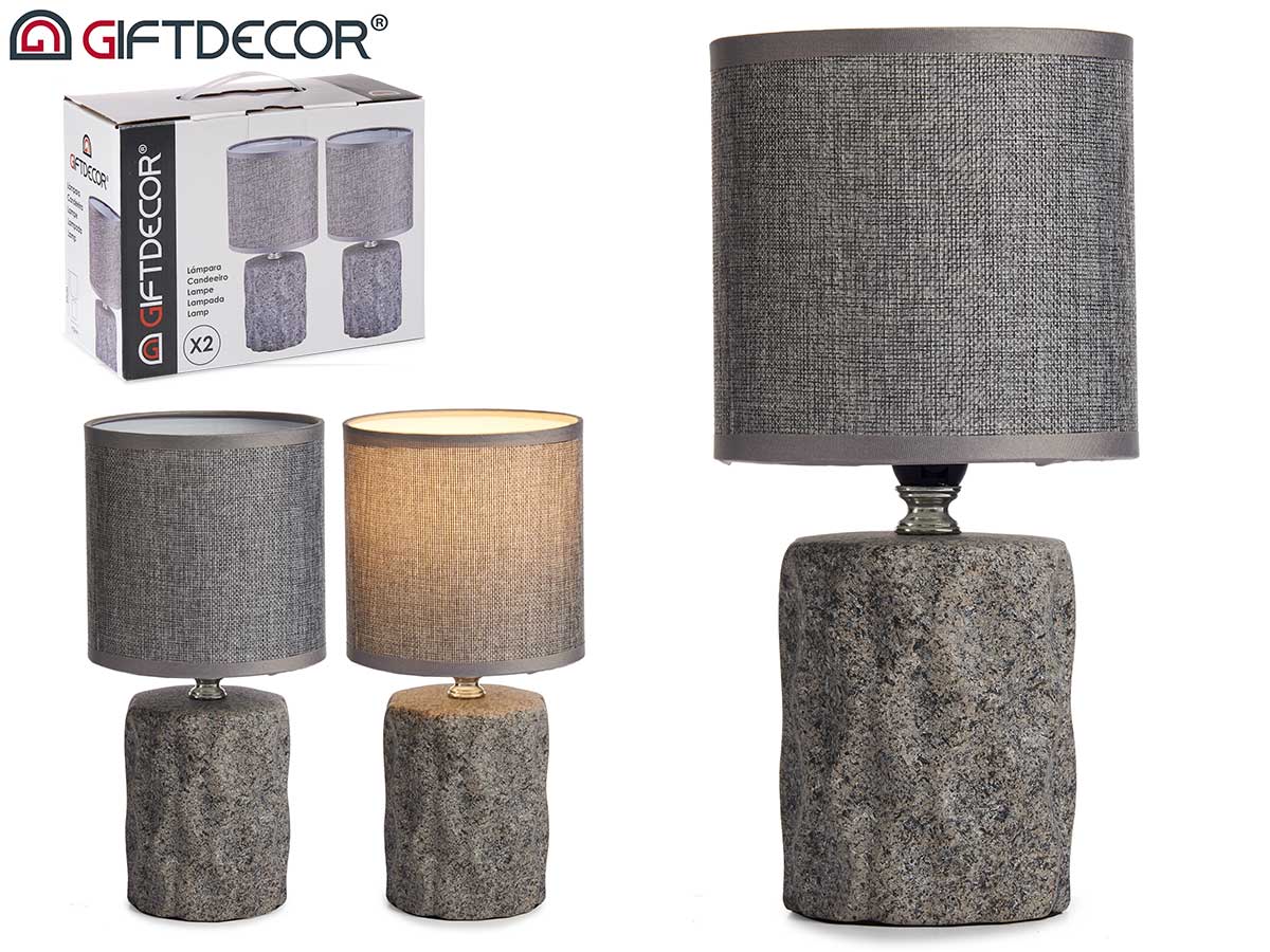 Set 2 Grey Stone Ceramic Lamp