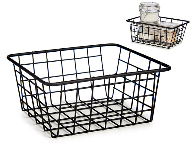 Organising Basket Matt Black Steel Small