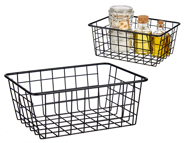 Organising Basket Matt Black Steel Med