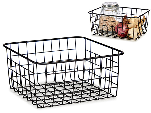 Organising Basket Matt Black Steel Big