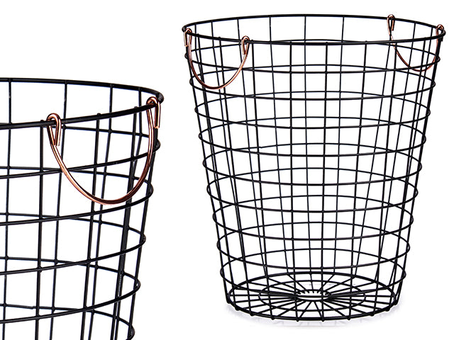Black Steel Basket With Brass Handle