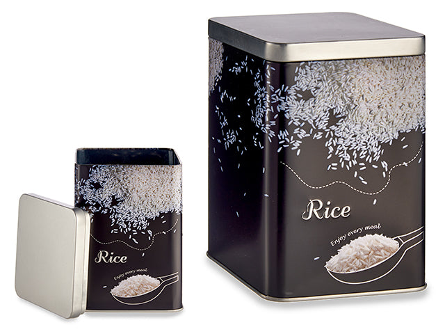 Tin Square Box Of Rice Design
