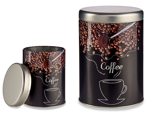 Tin Round Box Of Coffee Design