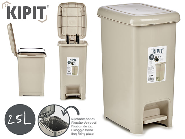 Plastic Pedal Dustbin Beige 25L