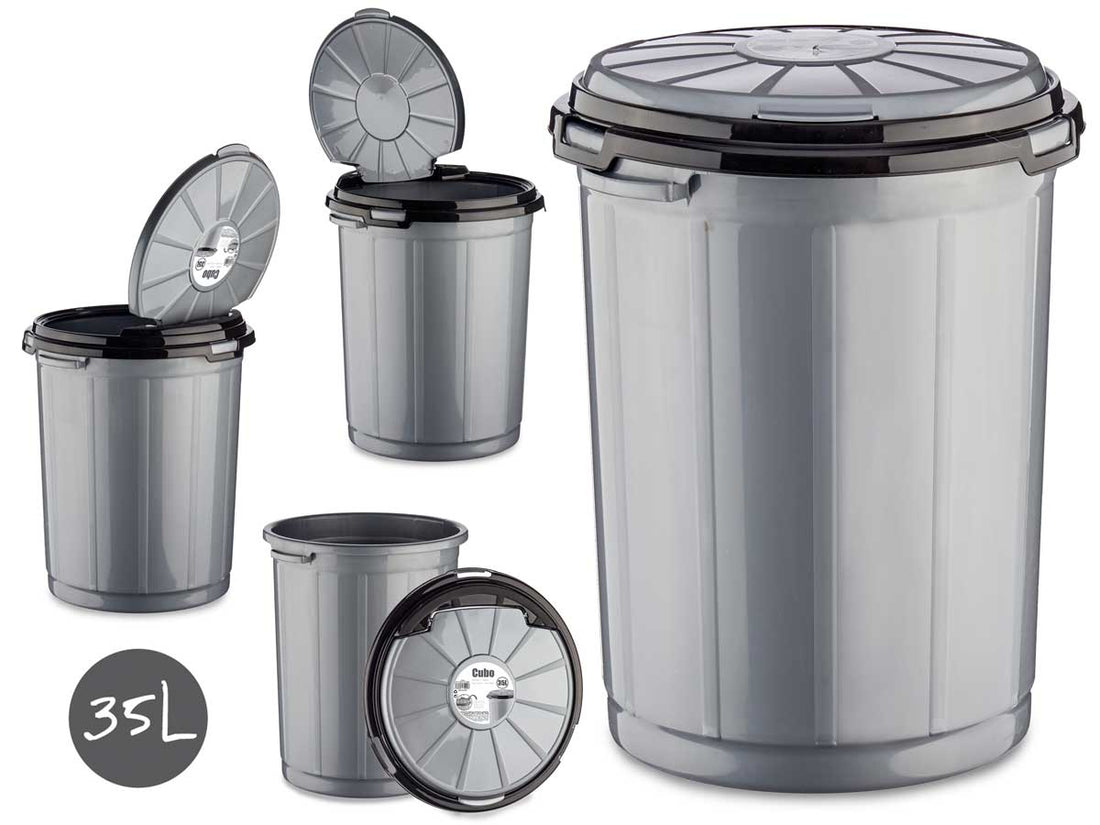 Plastic Dustbin With Lid 35L