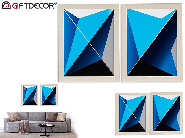 Blue Geometric Form Painting Assort 2 61 x 81 cm