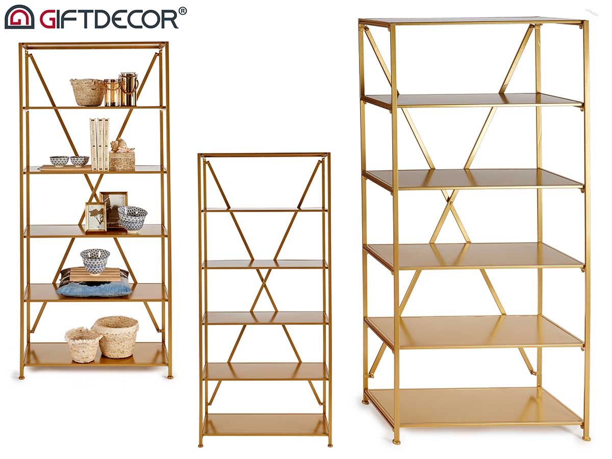 Metal Golden Shelf With Six Shelves