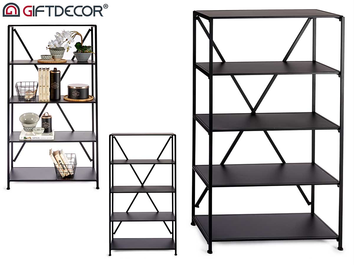 Metal Black Shelf With Five Shelves