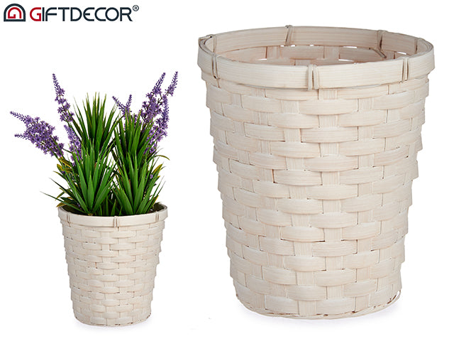 Round White Bamboo Pot 19,5 cm