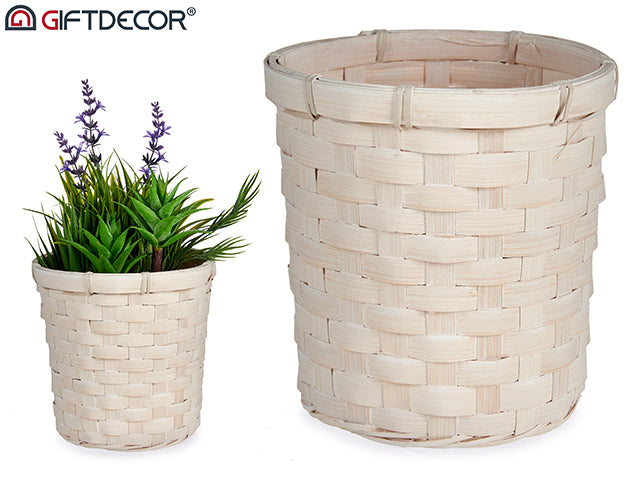 Round White Bamboo Pot 15,5 cm