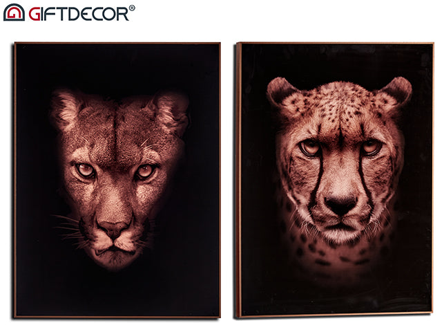 Cuadro Leopardo-Puma Surt Marco Cobre 61 x 81 cm