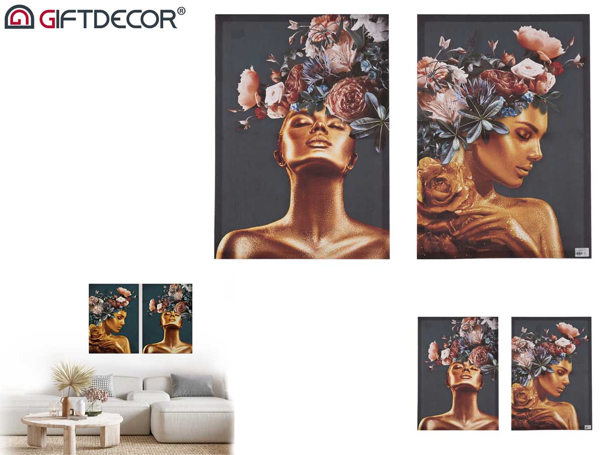 Set 2 Women With Flowers Canvas 50 x 70