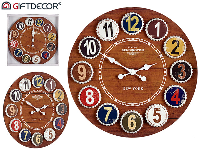 Reloj de pared metálico 60 cm Números multicolor